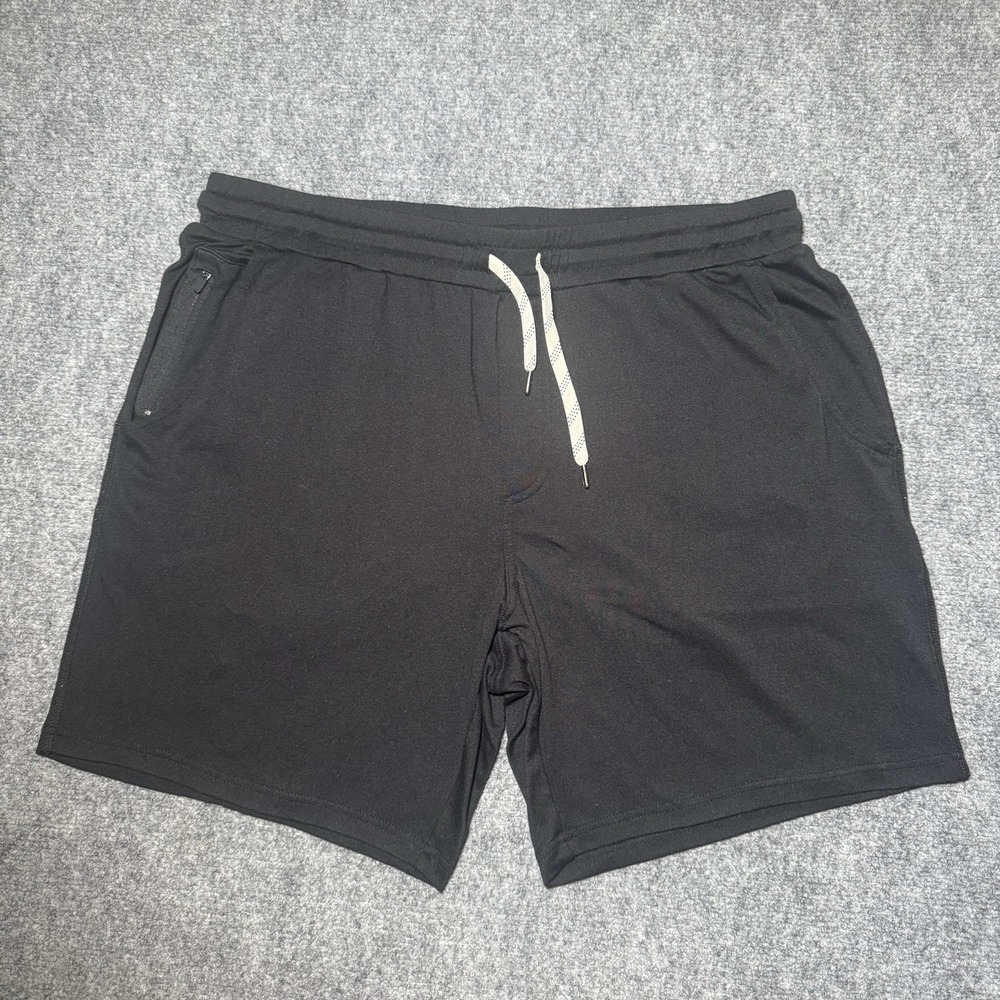 STOIC Shorts Mens Large Solid Black‎ 7" Inseam Drawstring Casual Comfort